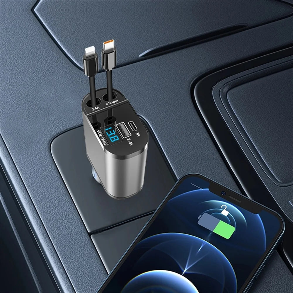PowerFlex™ 4-in-1 Retractable Car Charger