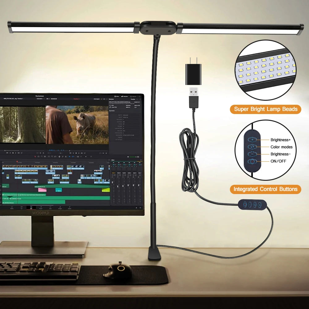 BrightDesk™ Double-Head LED Clip Lamp
